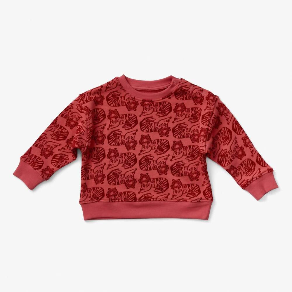 NEW LEWIS boy's print organic cotton sweatshirt in tiger | spice